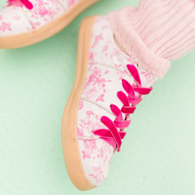 Pink Flower Handmade Leather Sneaker