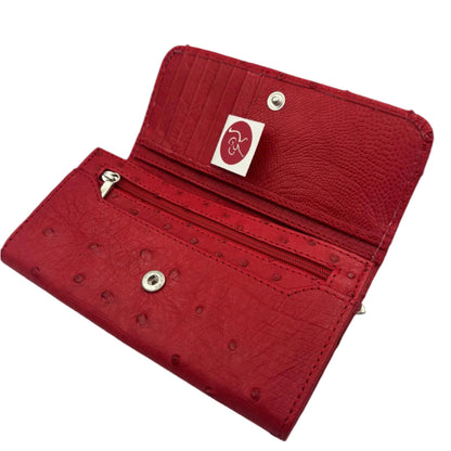 Handmade Ladies Zip Wallet Genuine Ostrich