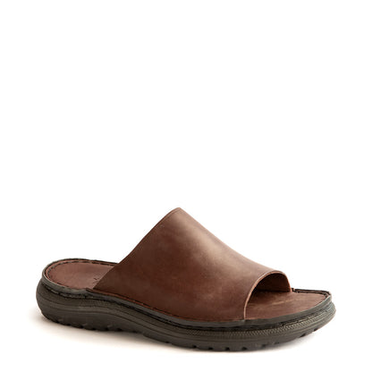 Chestnut Leather Slide Sandals