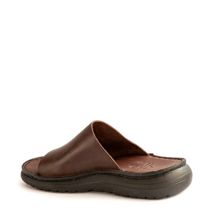 Chestnut Leather Slide Sandals