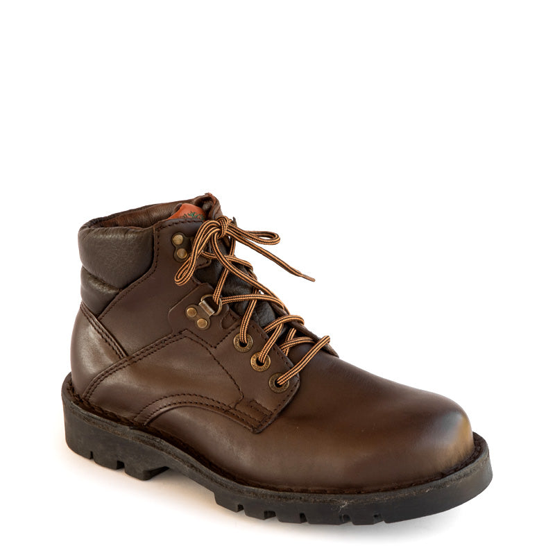 Brown Leather Trekker Boots with Steel Toe Cap