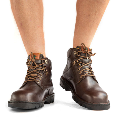 Brown Leather Trekker Boots with Steel Toe Cap